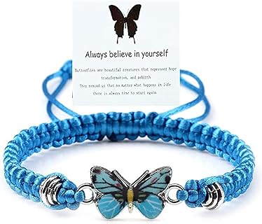 Always Believe in Yourself Butterfly Bracelet Adjustable String Butterfly Bracelets Cute Butterfly Charm Bracelets,Bracelet Suitable For Women Butterfly Jewelry.