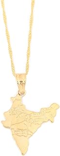 India Map Pendant Necklaces Chain Indian for Women Girl Gold Plated Hindu Jewelry