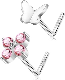 925 Sterling Silver Bee Nose Ring with Cubic Zirconia Heart, Flower, Butterfly, and Bee Designs for Women and Men