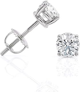 IGI Certified 1 to 5 Carat D-E Color Lab Grown Diamond Stud Earrings for Women I 14k White Gold Earrings I Secure Screw Back Earrings Made in USA by Beverly Hills Jewelers