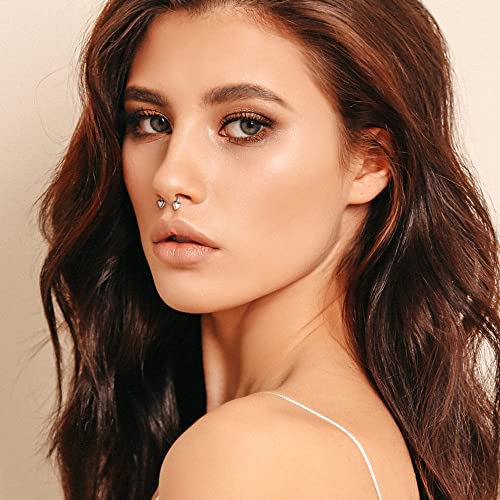 16g Septum Rings for Women Men, Implant Grade G23 Titanium Septum Ring, Internally Threaded Horseshoe Hoop Helix Daith Cartilage Tragus Earrings, Circular Barbell Piercing Jewelry for Eyebrow Lip Nipple Piercing Jewelry