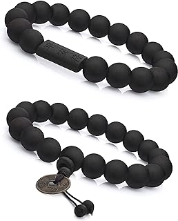 Buddhist Bead Chain Prayer Beads Bracelet with Durable Wood Material, Perfect for Stylish Men, in Traditional Chinese Design - FIBO STEEL 2Pcs 11mm Elastic