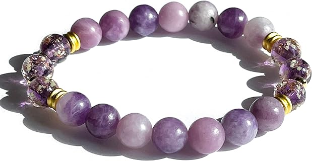 Adjustable Glow in the Dark Bead Chain Bracelet with Agate Gemstones for Women - ARTSY Crafts Elegant Healing Energy Accessory in Glass, Zinc, Firefly and Gemstone Beads Design