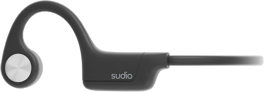 Sudio B2 Black Open Ear Bone Conduction Kopfhörer, IPX5, Bluetooth v5.3, USB-C, 12h Spielzeit - Perfekt für aktive Menschen und unterwegs