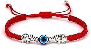 Gmai Evil Eye Lucky Pendant Bracelets Anklet Red Rope Cord Thread Braided Amulet Family Couple Friendship Adjustable Elephant Butterfly Sun Bracelets for Women Men