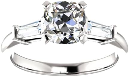 3 CT Old MIne Cushion Cut Moissanite Diamond Handmade Engagement Ring Sterling Silver Solitaire Bridal Wedding Rings for Womens, Anniversary Ring Gift