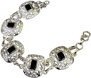 Women's Genuine Black Onyx Sterling Silver Bangle Bracelet with Spring Ring Clasp, Ideal Gift, 6.5-8 Inches