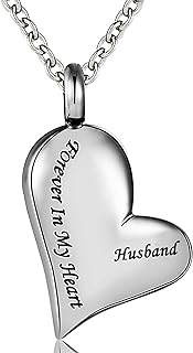 Cremation Urn Ashes Necklace "Dad Forever In My Heart" Stainless Steel Keepsake Waterproof Memorial Pendant