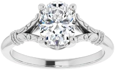 2.5 Ct Moissanite Oval Cut Split Shank Engagement Ring in Sterling Silver for Her - Vintage Design