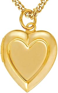 LIFETIME JEWELRY Inlaid Heart Locket Necklace for Women and Girls 24k Gold Plated