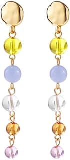 Glowing Gold-Plated Dangle Earrings with Colorful Glass Beads - Perfect Summer Accessories for Stylish Women - Lightweight and Comfortable Ear Jewelry