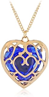 Legend of Zelda Skyward Sword Heart Pendant Necklace with Rolo Chain - Durable Metal Alloy Anime Jewelry for Cosplay and Casual Wear - Perfect Valentines Gift for Women and Girls