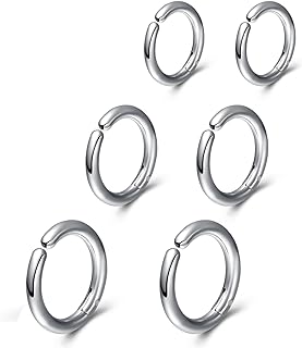3 Pairs Clip On Huggie Earrings for Men Women, Unisex Surgical Stainless Steel Hypoallergenic Earrings,Small Hoop Earrings, Polished for Non Pierced Earrings