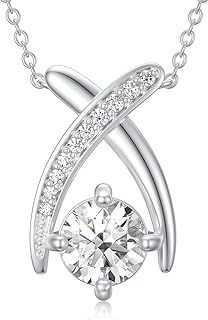 YDD Nature Diamond Necklace for Women Mossinate and Diamond Pendant Necklace 18K White Gold Plated Sterling Silver Birthday Anniversary Heart Diamond Jewelry Gifts for Her 18"-20"