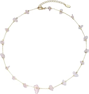 14K Gold Plated Dainty Choker Necklace,Handmade Crystal Beach Beads Necklace Chain Jewelry,Adjustable Gold Chain Delicate Fashion Choker Necklace Jewelry Gift for Women Girls