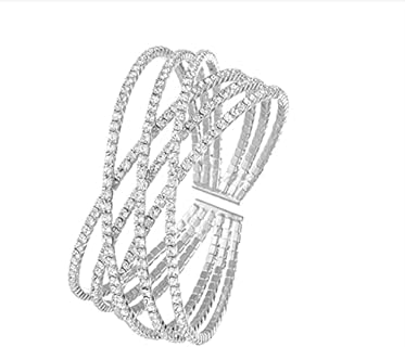 18k Rose Gold Plated Cubic Zirconia Cuff Bangle Sparkly Rhinestone Bridal Wedding Statement Bracelet