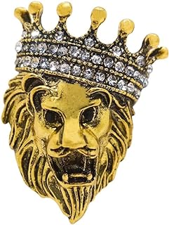 Unisex Vintage Lion Shield Brooch Pin with Secure Clasp - Punk Lion Insignia Alloy Lapel Pin for Men and Women - Unique Classic Christmas and Birthday Jewelry Gift