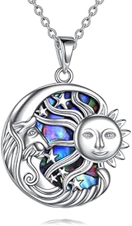 Lobster Clasp YFN Sun and Moon Sterling Silver Necklace with Rolo Chain, Perfect for Men and Women, Sun/Moon Design