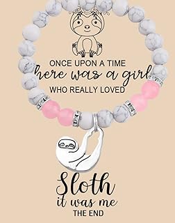 Alloy Clasp Sloth Bracelet Charm with Rope and Bead Chain for Girls and Women, Cute Sloth Shape/Design - Perfect Gift for Sloth Lovers
