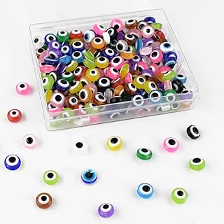Yuntop Clasp Evil Eye Bead Necklace Kit in Plastic Round Resin for DIY Crafts & Jewelry Making
