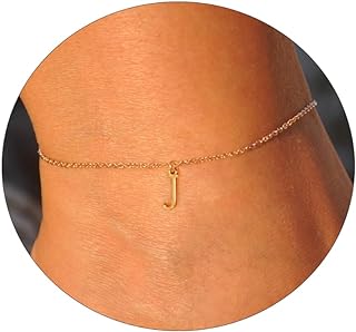 Lobster Claw Initial Anklet - 14k Gold Plated Box Chain Ankle Bracelet for Women, Teen Girls - Personalized Initial Pendant Design - Casual and Beach Wear Jewelry Gift from ASCOMY, USA