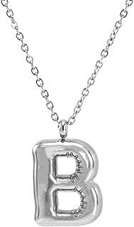 Initial Necklaces for Women Girls Dainty Bubble Letter Necklace A-Z Pendant Choker Necklace Trendy Cute Personalized Puffy Name Necklace stainless steel Jewelry Necklace for Teen Girls Gift