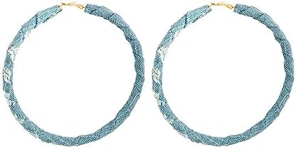 Vintage Denim Large Hoop Earrings Exaggerated Fashion Cool Big Circle Round Hoop Boho Jewelry Gifts For Women Girls