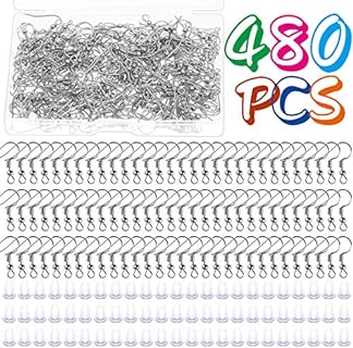 Cridoz Hypoallergenic Fish Hook Earring Making Kit in Stainless Steel with Silicone Backs - Comprehensive 480pcs Jewelry Crafting Set