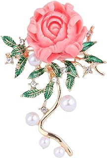Rhinestone Peony Brooch Pin for Women Girls Fashion Enamel Pearl Vintage Brooch Gold Plated Lapel Brooch Elegant Costume Accessories Valentine's Day Wedding Party Jewelry Gifts