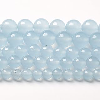 8mm 45pcs Natural Aquamarine Blue Jade Stone Beads for Jewelry Making DIY Bracelet Necklace Accessories Crystal Energy Healing Power Stone Beads(Aquamarine Blue Jade, 8mm)