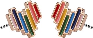 Women's Rainbow Heart Stud Earrings with Zinc Alloy and Push Back Design - LGBT Pride Jewelry for Pride Month Celebrations
