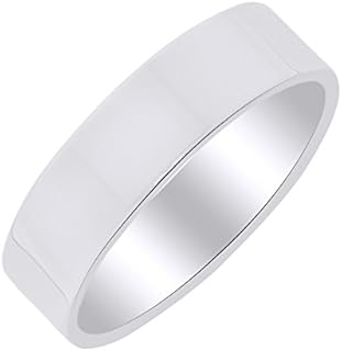 AFFY 6MM Flat Wedding Band Ring in 10k Solid Gold