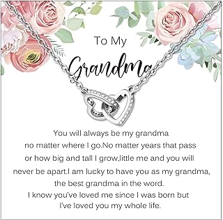 DHQH Grandma Necklace Gifts From Granddaughter Mothers Day Necklace Gifts for Grandmother Best Grandma Birthday Gifts Heart Pendant Necklace for Grandma