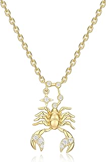 MORGAN & PAIGE 14K Gold Plated Sterling Silver Necklace and Cubic Zirconia Zodiac Sign Necklaces on 18 inches Diamond Cut Cable Chain, Zodiac Necklaces for Women Constellation Necklace