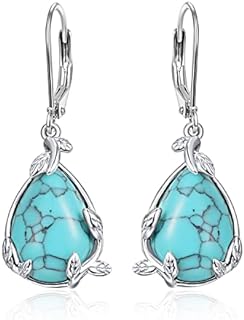 Palpitate Turquoise Earrings for Women Western Earrings Sterling Silver Turquoise Dangle Earrings Leverback Earrings Silver Jewelry