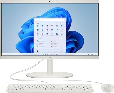 Ordenador HP All-in-One de 21,5 con pantalla FHD y procesador Intel N100, 8GB RAM, 256GB SSD, y gráficos Intel UHD. Ideal para uso multimedia, educativo y diario