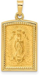 14k Yellow Gold Our Lady of Guadalupe Rectangular Pendant with Other-Clasp-Type for Women. Hypoallergenic & Nickel-Free, Beautiful Religious Jewellery