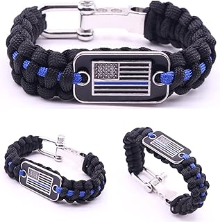 Paracord Bracelet - USA Flag Logo Paracord Bracelet Survival Tactical Bracelet， 3 Adjustable Sizes