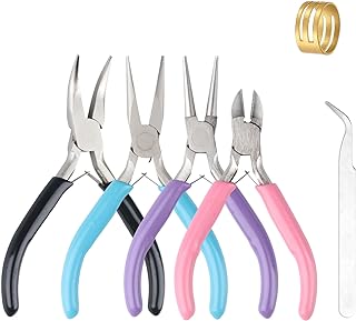 MUZHUPGUZ Professional 4-Pack Needle Nose Ring Making Set in Alloy Steel with Ergonomic Rubber Grip for Precision Crafting and Repair