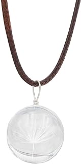 Dandelion Necklace Real Dandelion Seed Inlaying Crystal Ball Necklace Dried Pressed Flower Pendant Necklace Flower Lovers Gift