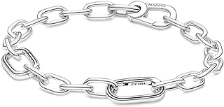 "Pandora Me" Sterling Silver Women's Link Chain Bracelet with Dual Connector Charms and Lobster Claw Clasp - Perfect Mother's Day Gift