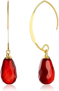 Pull-Through Earrings, Amber Jewelry, Gold 14k Filled Brass, Faceted Sparkling Amber Earrings, Genuine Gemstone Hoop Earrings for Women