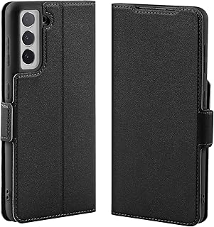 Aunote Funda de Cuero para Samsung Galaxy S21 FE 5G, con Tapa Magnética, Ranuras para Tarjetas, Función de Soporte, y Protección Completa de 360 Grados. Ideal para Uso Diario