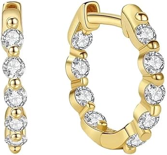 CAITLYNMINIMALIST Diamond Huggies Small Mini Hoop Earrings for Women Sterling Silver ∙ 18K Gold Gift for Women