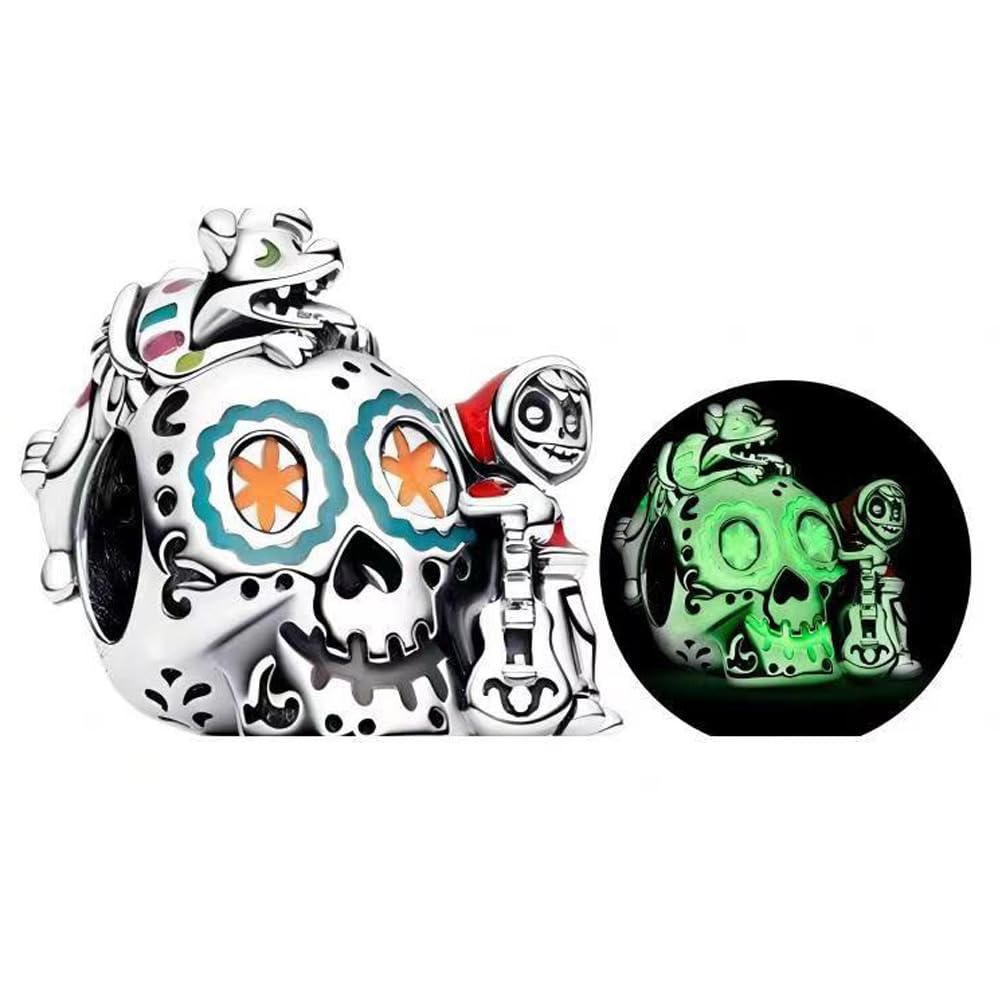 Festive Nutcracker Pumpkin Sparkling Dragon Egg Mouse 2024 Coco Miguel Dante Skull Charms for Women Bracelets &Necklaces in 925 Sterling Silver,Christmas Jewelry Gift for Women Girls