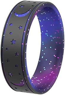 ThunderFit Silicone Wedding Rings for Women, Laser Printed Design Bands Women Collection