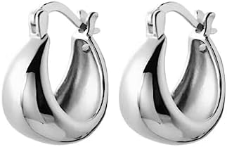 SLUYNZ Solid 925 Sterling Silver Waterdrop Hoop Earrings for Women Teen Girls Teardrop Hoop Earrings Gold Chunky Hoop Earrings Half Hoop Earrings