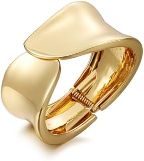 Statement Chunky Cuff Bracelets for Women Teen Girls - Irregular Hammered Gold Cuff Bangle - Wide 18K Gold Plated Wrist Wire Wrap Cuff Wrap Bracelet for Men - Fashion Jewelry