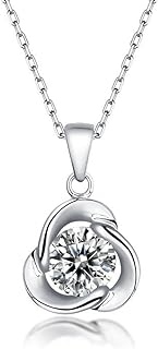 Women's Moissanite Slide Pendant for Omega Necklace with Cable Chain and Spring Ring Clasp, 1 Carat D Color VVS1, 18K White Gold Plated Silver