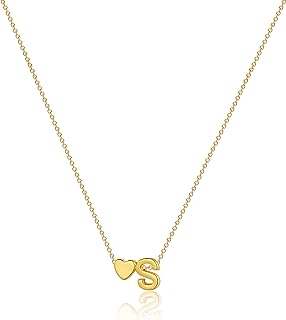 Dainty Initial Necklaces for Women 14K Gold Plated Heart Letter Necklace Personalized Initial Heart Pendant Necklace Tiny Letter Name Necklaces Gift for Teen Girls